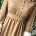 فستان صوف مع فرو