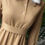 فستان صوف مع فرو